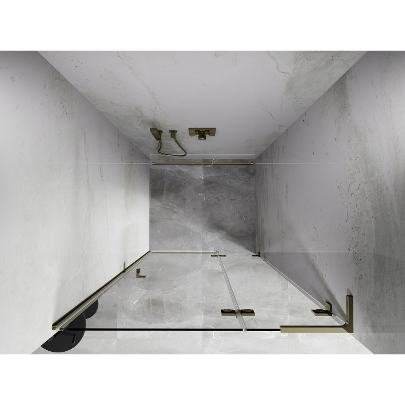 Mexen Lunar L porte de douche pivotante à droite 120 cm, transparent, doré - 834L-120-000-50-00-P