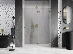 Mexen Lunar L portes de douche pivotantes droite 140 cm, transparent, or - 834L-140-000-50-00-P