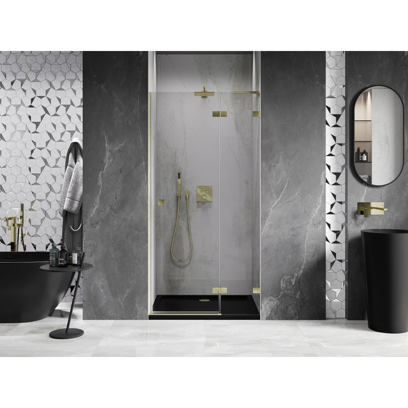 Mexen Lunar L porte de douche pivotante droite 80 cm, transparent, or brossé - 834L-080-000-55-00-P