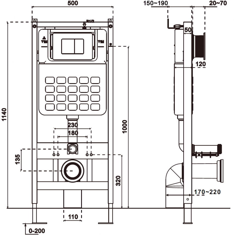 Mexen Tex Air Slim bâti-support pneumatique pour WC - 61100A