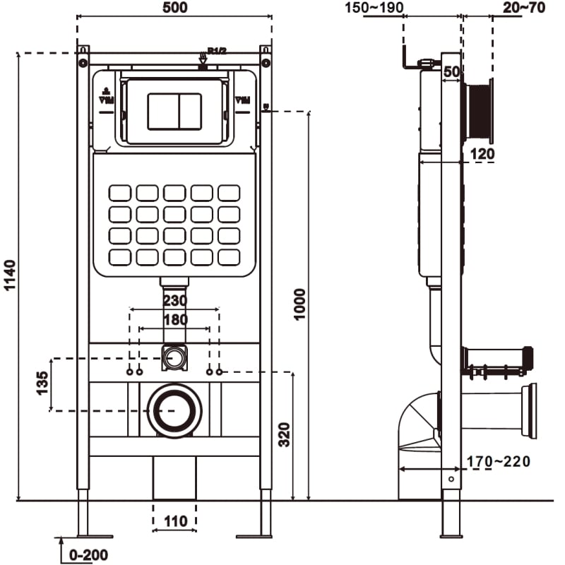 Mexen Tex Air Slim cadre encastré pneumatique pour WC - 61100A