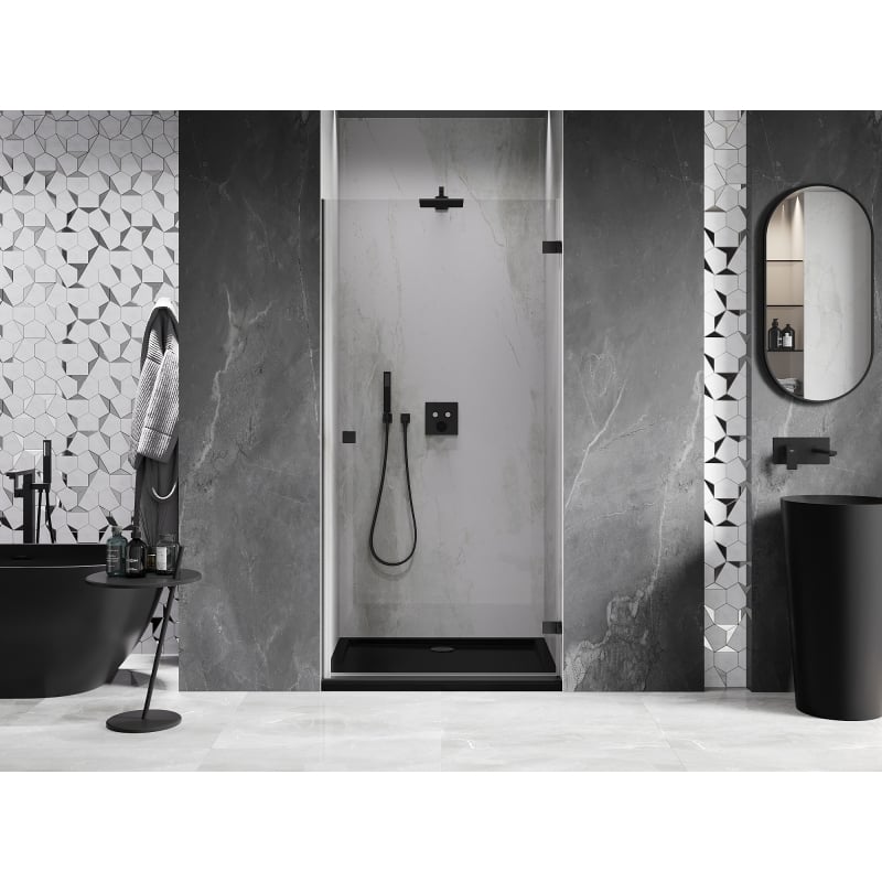 Mexen Lunar-B porte de douche pivotante droite 80 cm, transparent, noir - 832-080-000-70-00-P
