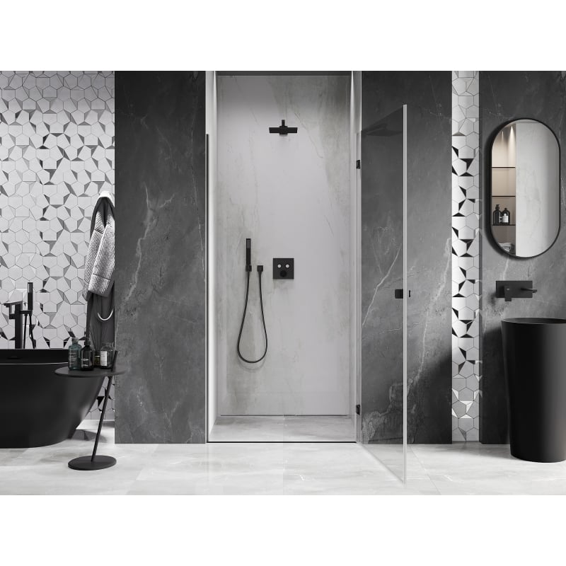 Mexen Lunar-B porte de douche pivotante droite 80 cm, transparent, noir - 832-080-000-70-00-P