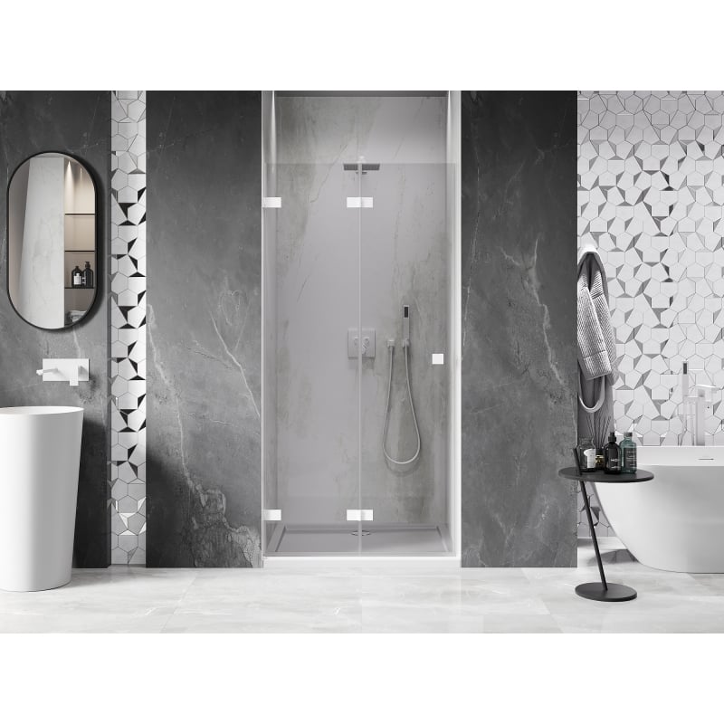 Mexen Lunar-F porte de douche pliante gauche 65 cm, transparent, blanc - 836-065-000-20-00-L
