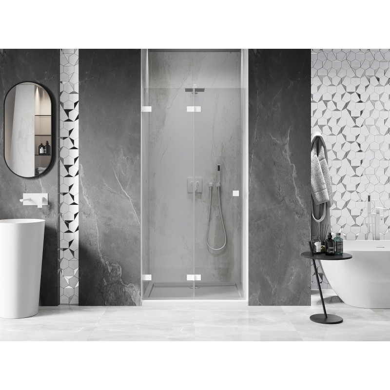 Mexen Lunar-F porte de douche pliante gauche 95 cm, transparent, blanc - 836-095-000-20-00-L