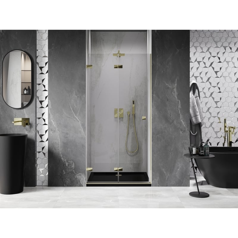 Mexen Lunar-F porte de douche pliante gauche 85 cm, transparent, doré - 836-085-000-50-00-L