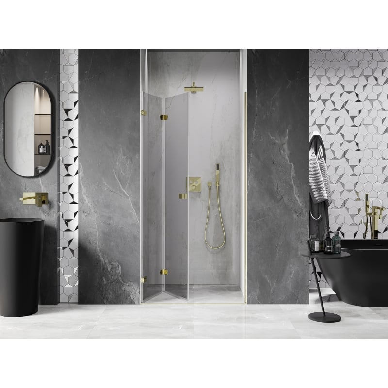 Mexen Lunar-F porte de douche pliante gauche 85 cm, transparent, doré - 836-085-000-50-00-L