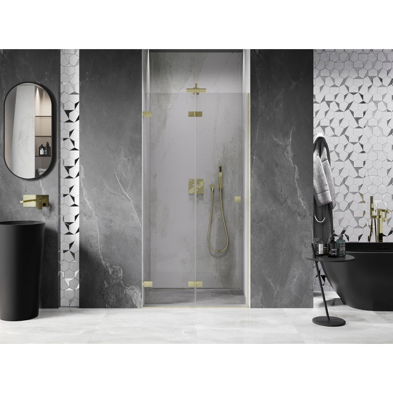 Mexen Lunar-F porte de douche pliante gauche 65 cm, transparent, or brossé - 836-065-000-55-00-L