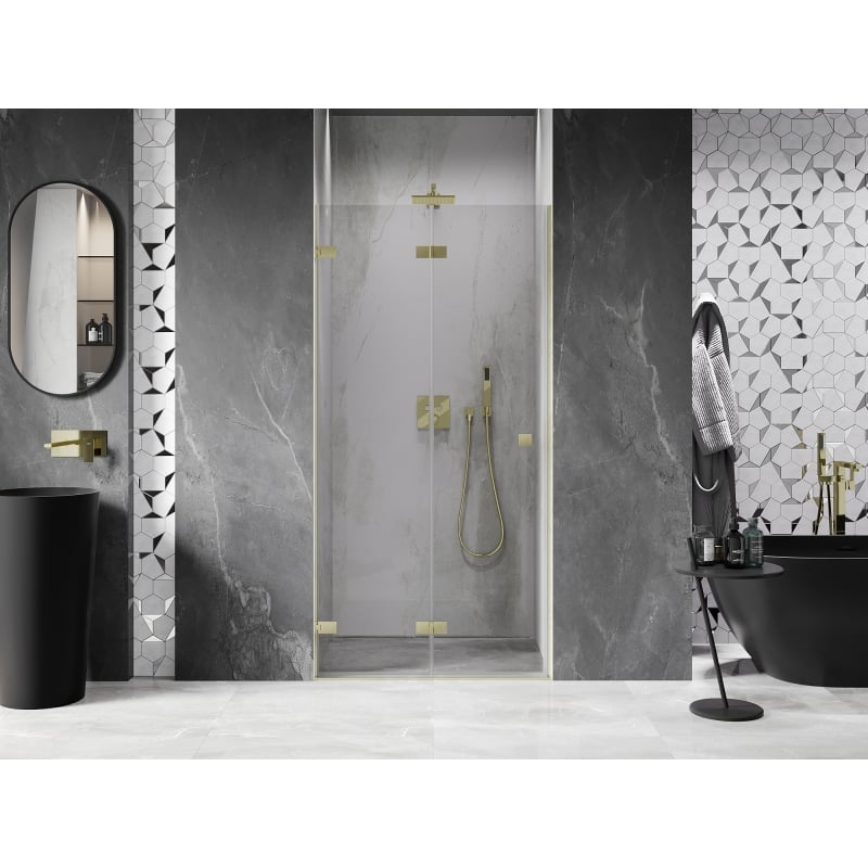 Mexen Lunar-F porte de douche pliante gauche 75 cm, transparent, or brossé - 836-075-000-55-00-L