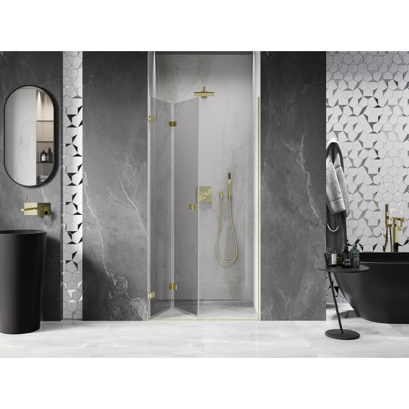 Mexen Lunar-F porte de douche pliante gauche 75 cm, transparent, or brossé - 836-075-000-55-00-L