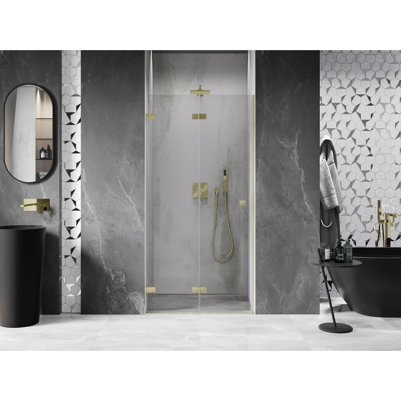 Mexen Lunar-F portes de douche pliantes gauche 85 cm, transparent, or brossé - 836-085-000-55-00-L