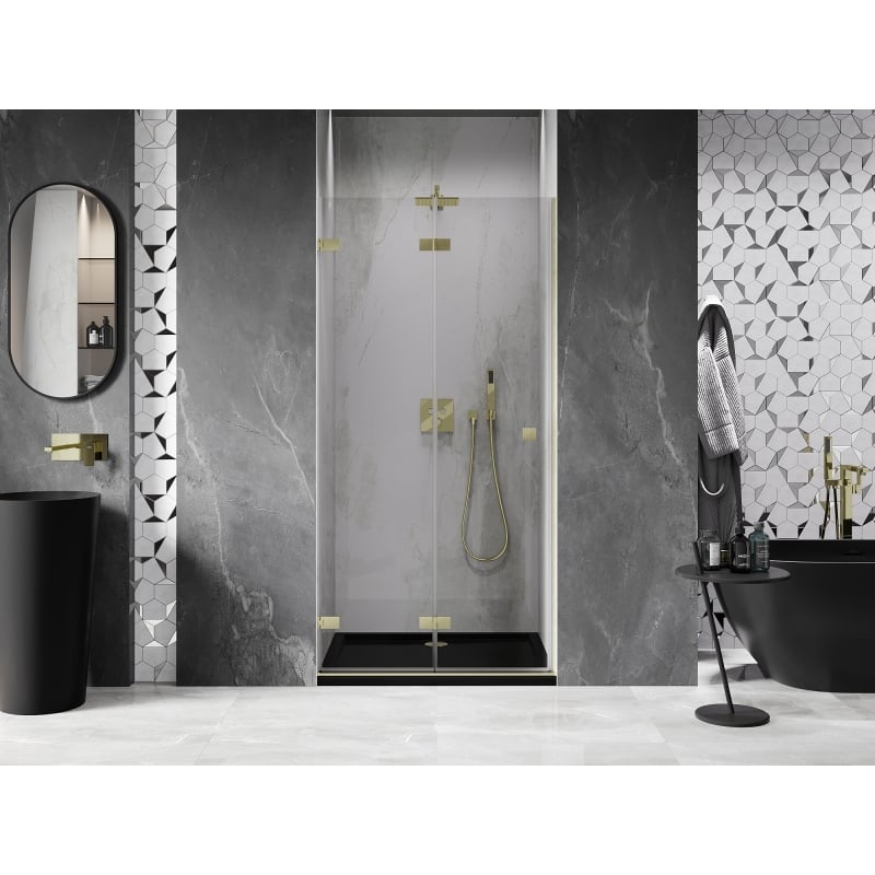 Mexen Lunar-F portes de douche pliantes gauche 85 cm, transparent, or brossé - 836-085-000-55-00-L