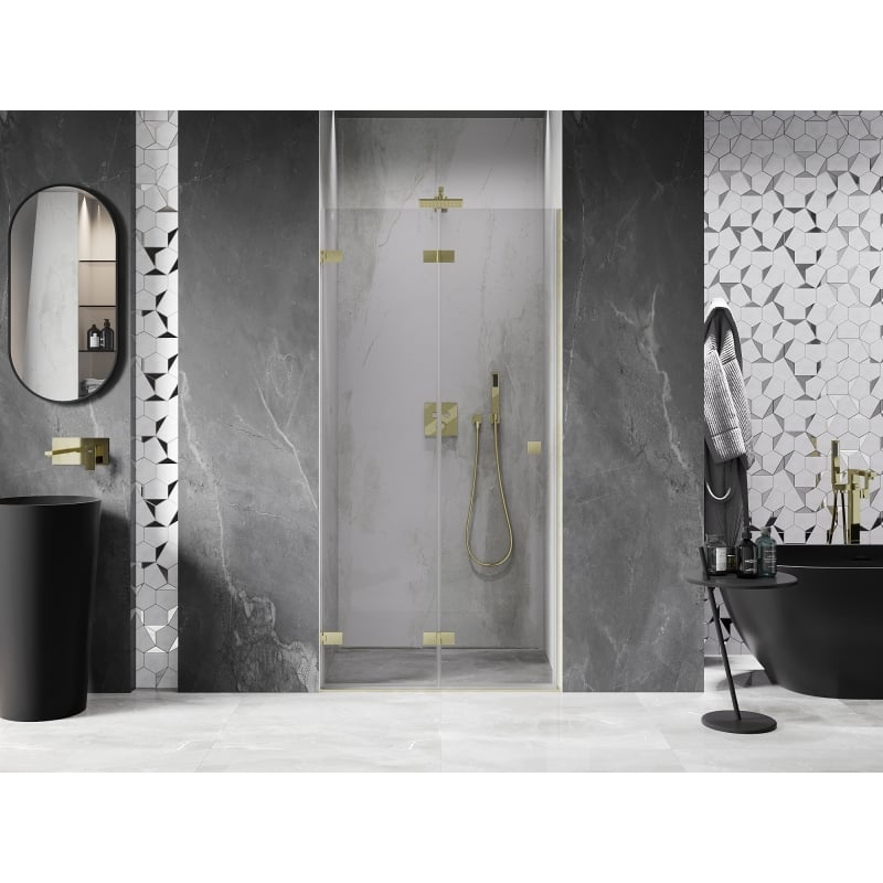 Mexen Lunar-F porte de douche pliante gauche 90 cm, transparent, or brossé - 836-090-000-55-00-L