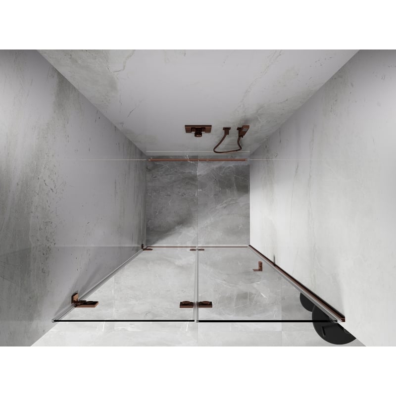 Mexen Lunar-F porte de douche pliante gauche 65 cm, transparent, or rose - 836-065-000-60-00-L