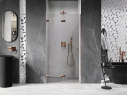 Mexen Lunar-F porte de douche pliante gauche 75 cm, transparent, or rose - 836-075-000-60-00-L