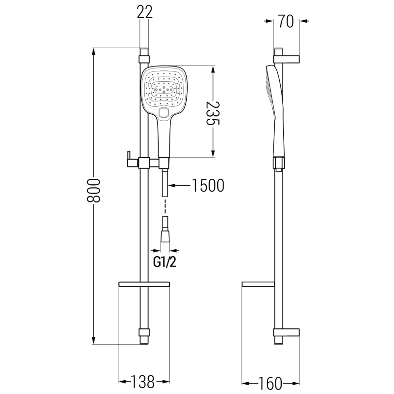 Mexen DQ17 ensemble de douche coulissant, chrome - 785174581-00