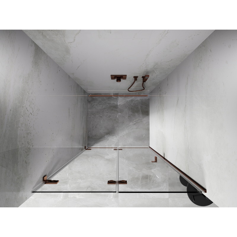 Mexen Lunar-F porte de douche pliante gauche 90 cm, transparent, or rose - 836-090-000-60-00-L