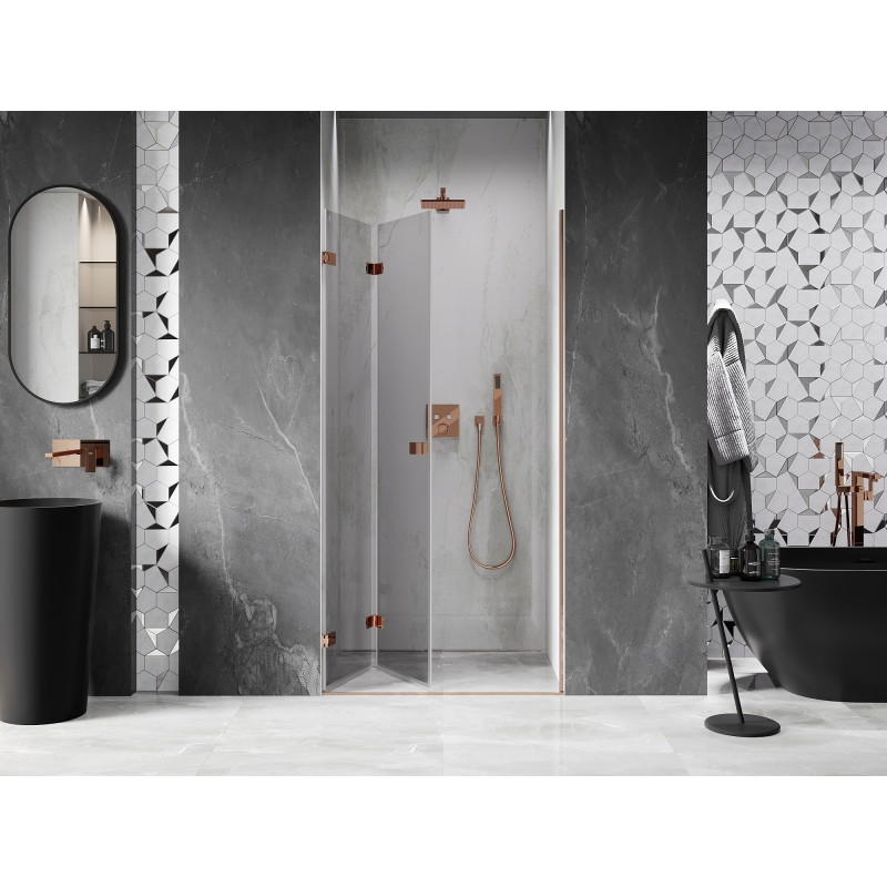 Mexen Lunar-F porte de douche pliable gauche 95 cm, transparent, or rose - 836-095-000-60-00-L