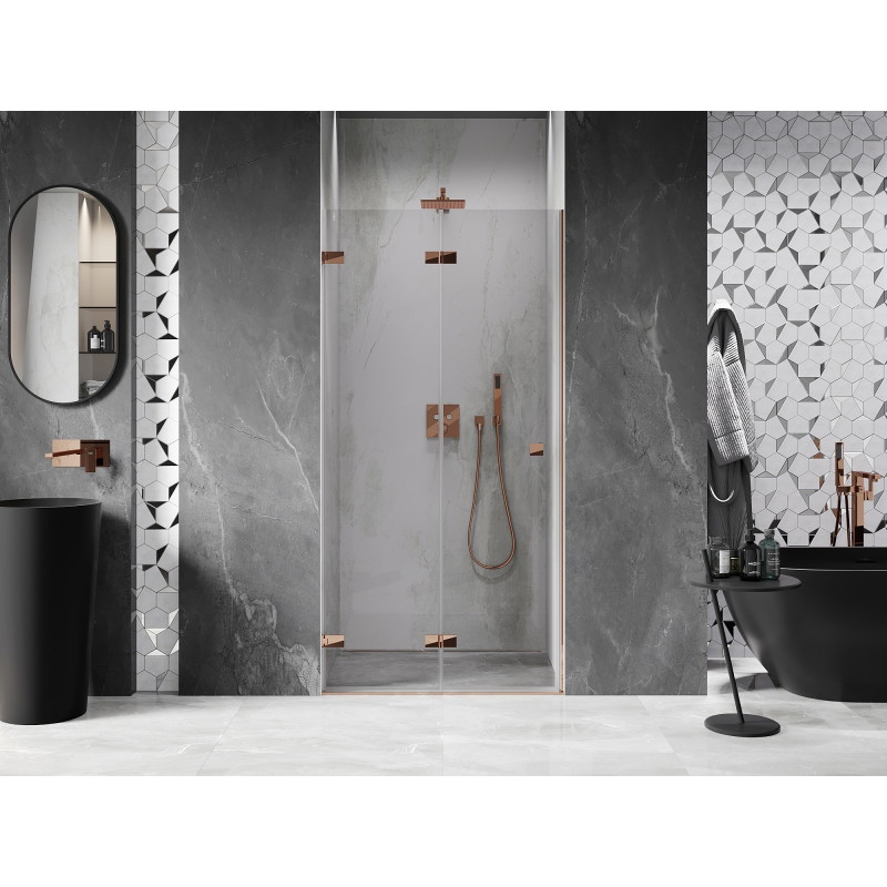 Mexen Lunar-F porte de douche pliable gauche 95 cm, transparent, or rose - 836-095-000-60-00-L