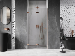 Mexen Lunar-F porte de douche pliante gauche 100 cm, transparent, or rose - 836-100-000-60-00-L