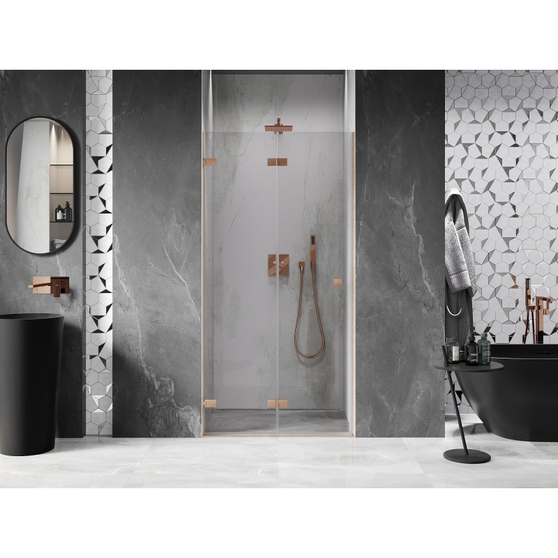 Mexen Lunar-F porte de douche pliante gauche 75 cm, transparent, cuivre brossé - 836-075-000-65-00-L