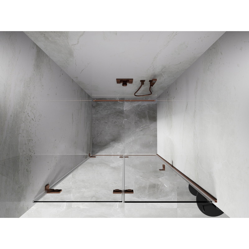Mexen Lunar-F porte de douche pliante gauche 75 cm, transparent, cuivre brossé - 836-075-000-65-00-L