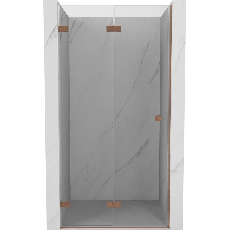 Mexen Lunar-F porte de douche pliante gauche 75 cm, transparent, cuivre brossé - 836-075-000-65-00-L