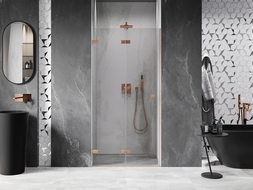 Mexen Lunar-F porte de douche pliante gauche 80 cm, transparent, cuivre brossé - 836-080-000-65-00-L