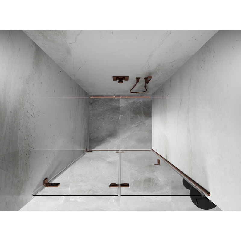 Mexen Lunar-F porte de douche pliable gauche 85 cm, transparent, cuivre brossé - 836-085-000-65-00-L