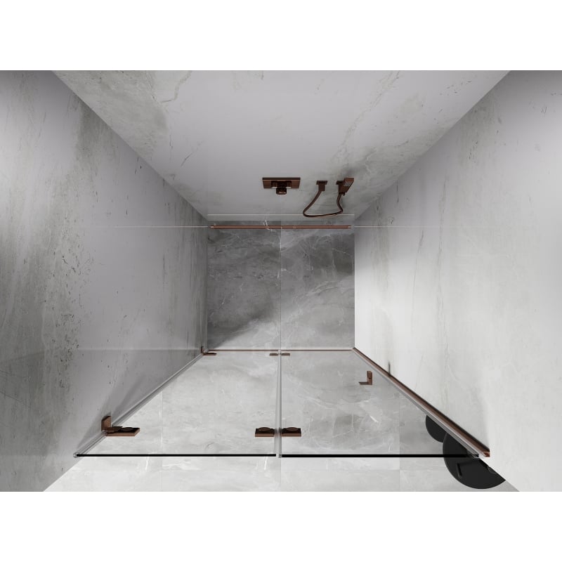 Mexen Lunar-F porte de douche pliante gauche 95 cm, transparent, cuivre brossé - 836-095-000-65-00-L