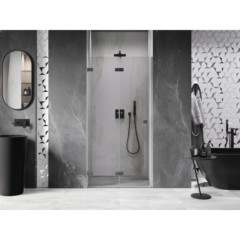 Mexen Lunar-F porte de douche pliante gauche 80 cm, transparent, gris pistolet brossé - 836-080-000-66-00-L