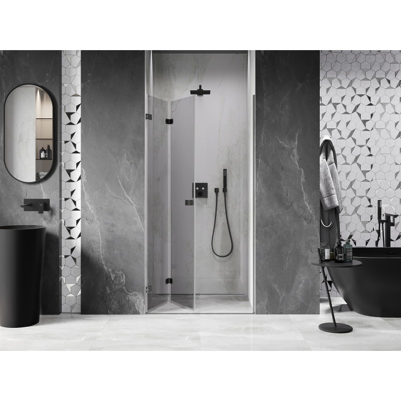 Mexen Lunar-F porte de douche pliante gauche 80 cm, transparent, gris pistolet brossé - 836-080-000-66-00-L