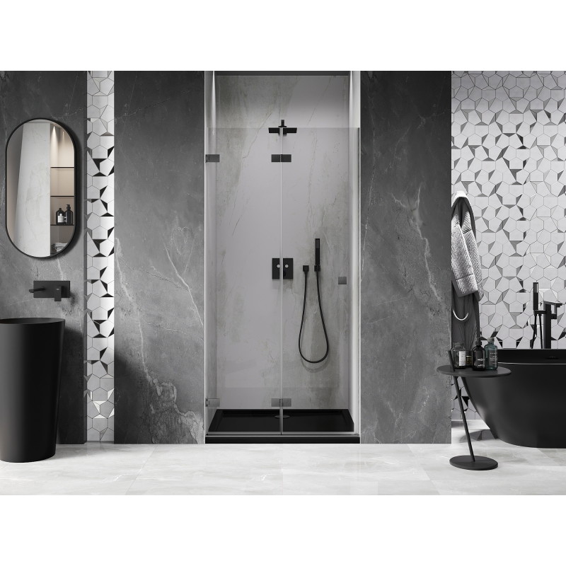 Mexen Lunar-F porte de douche pliante gauche 85 cm, transparent, gris canon brossé - 836-085-000-66-00-L