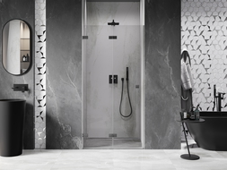 Mexen Lunar-F porte de douche pliante gauche 90 cm, transparent, gris canon brossé - 836-090-000-66-00-L