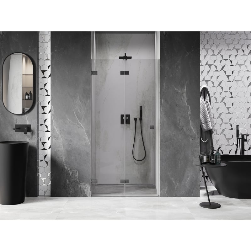 Mexen Lunar-F porte de douche pliantes gauche 95 cm, transparent, gris canon brossé - 836-095-000-66-00-L
