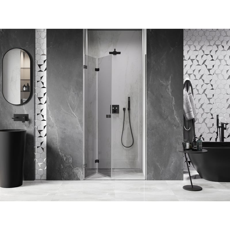 Mexen Lunar-F porte de douche pliantes gauche 95 cm, transparent, gris canon brossé - 836-095-000-66-00-L