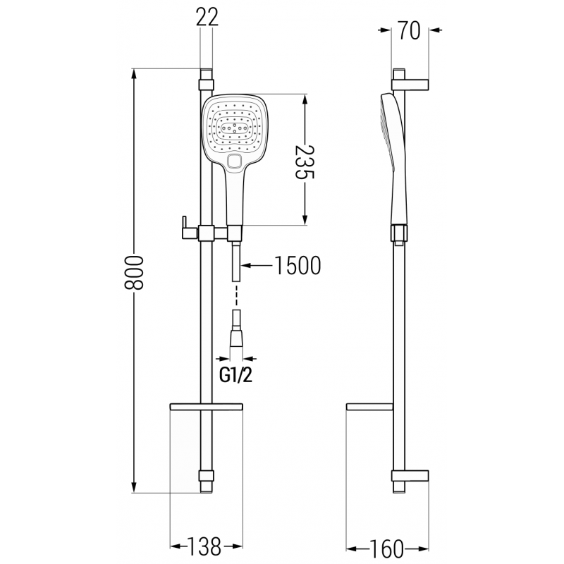Mexen DQ17 ensemble de douche coulissant, noir - 785174581-70