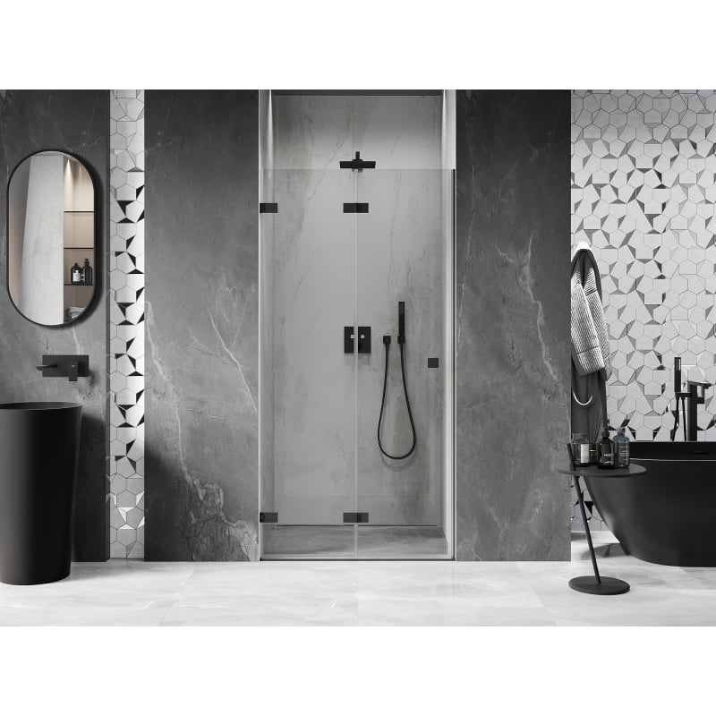 Mexen Lunar-F porte de douche pliantes gauche 65 cm, transparentes, noires - 836-065-000-70-00-L