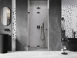Mexen Lunar-F porte de douche pliantes gauche 65 cm, transparentes, noires - 836-065-000-70-00-L