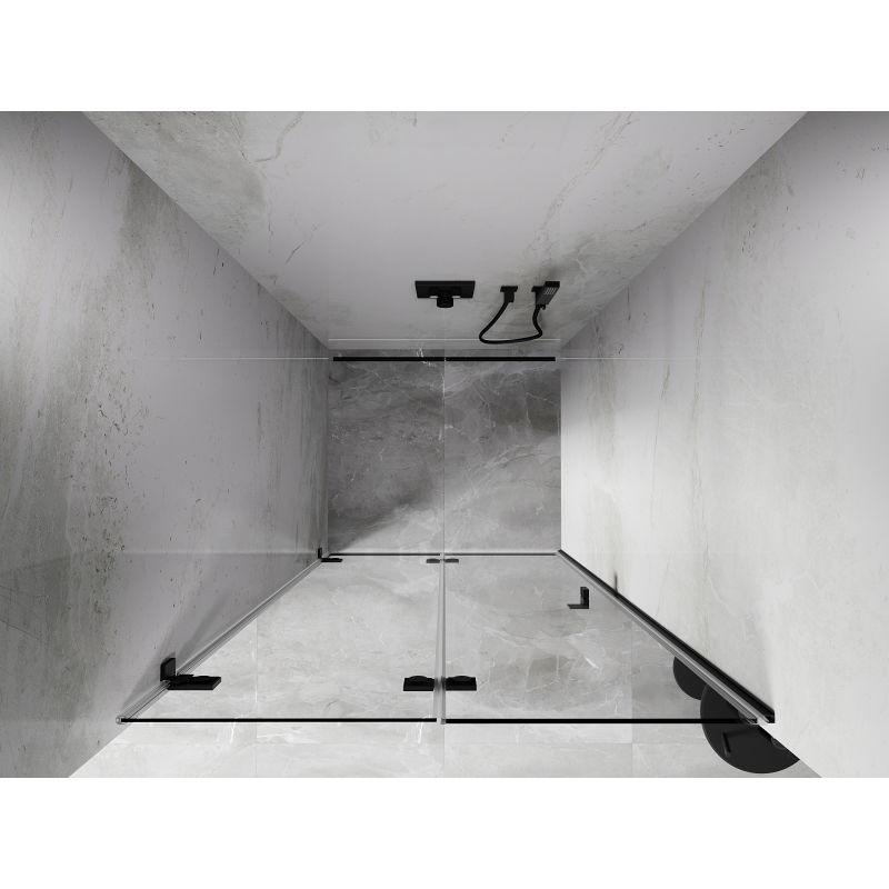 Mexen Lunar-F porte de douche pliantes gauche 65 cm, transparentes, noires - 836-065-000-70-00-L