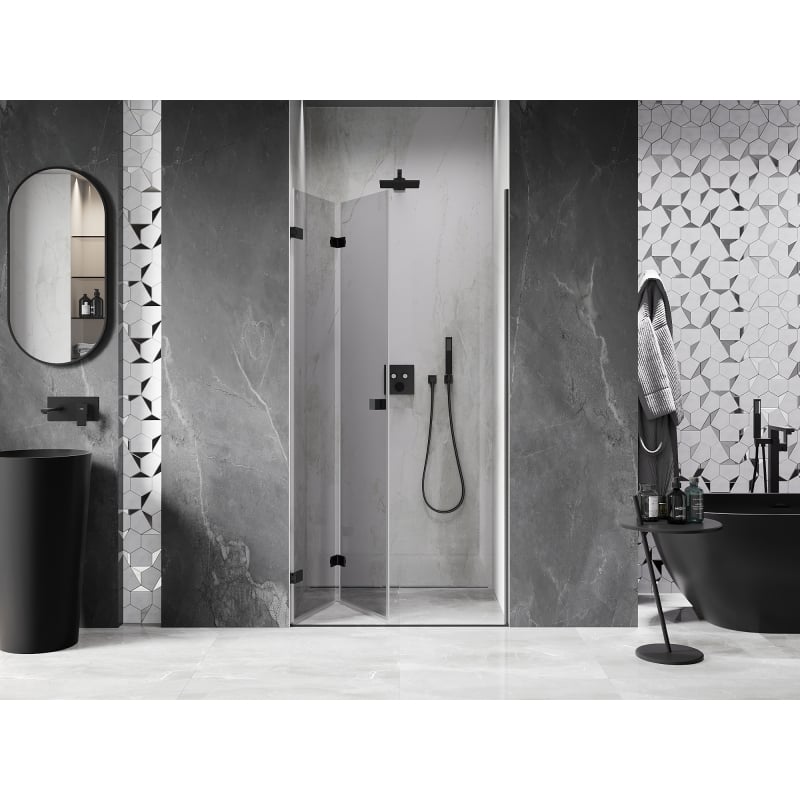 Mexen Lunar-F porte de douche pliantes gauche 75 cm, transparent, noir - 836-075-000-70-00-L