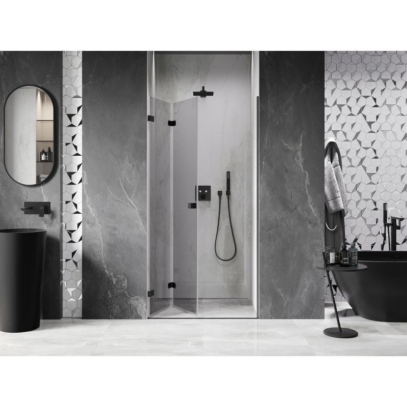 Mexen Lunar-F porte de douche pliantes gauche 90 cm, transparentes, noires - 836-090-000-70-00-L