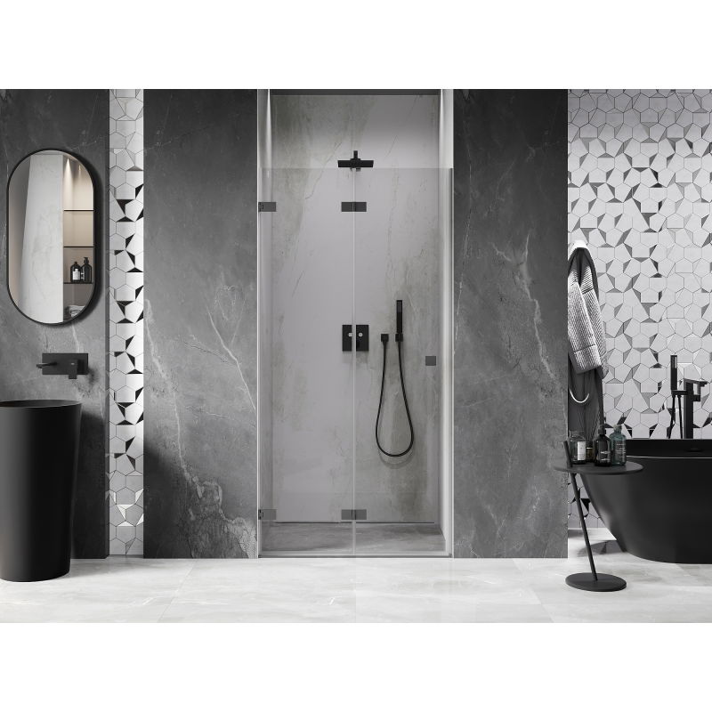 Mexen Lunar-F porte de douche pliantes gauche 85 cm, transparentes, gun metal - 836-085-000-95-00-L