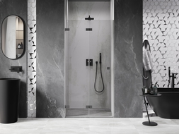 Mexen Lunar-F porte de douche pliable gauche 100 cm, transparent, gun metal - 836-100-000-95-00-L