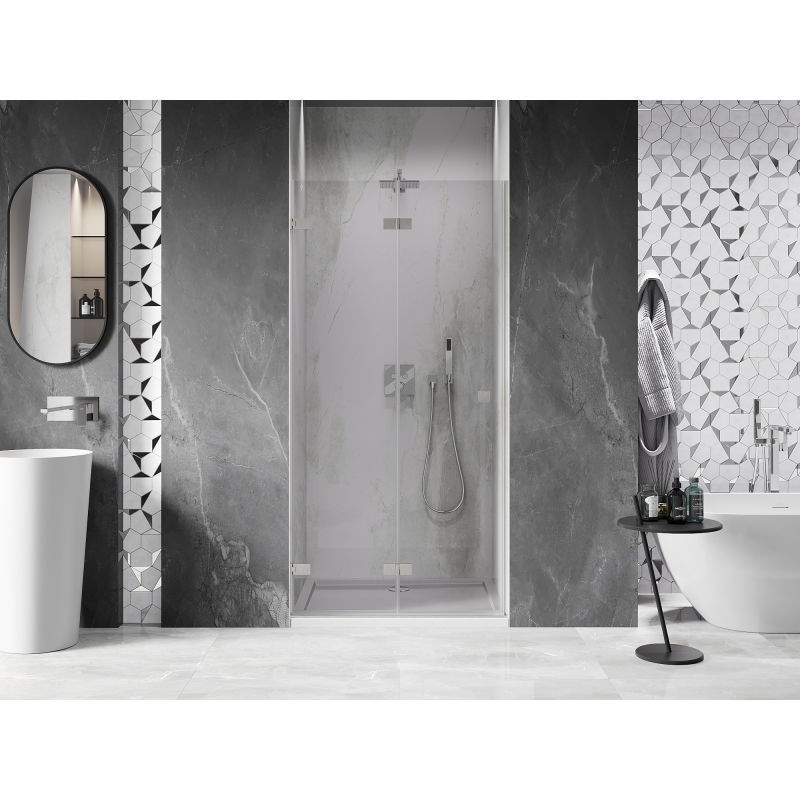 Mexen Lunar-F porte de douche pliable gauche 60 cm, transparent, nickel brossé - 836-060-000-97-00-L