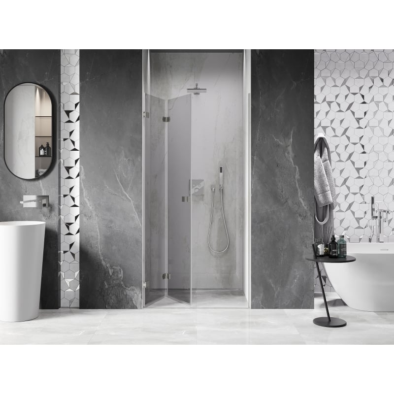Mexen Lunar-F porte de douche pliante gauche 65 cm, transparent, nickel brossé - 836-065-000-97-00-L