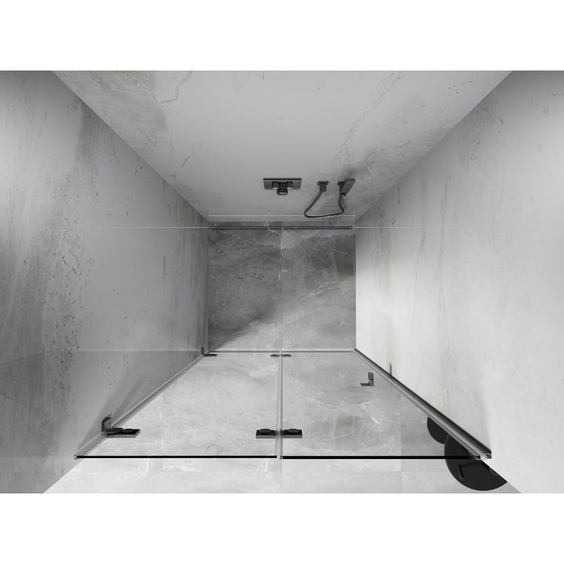 Mexen Lunar-F porte de douche pliante gauche 85 cm, transparent, nickel brossé - 836-085-000-97-00-L