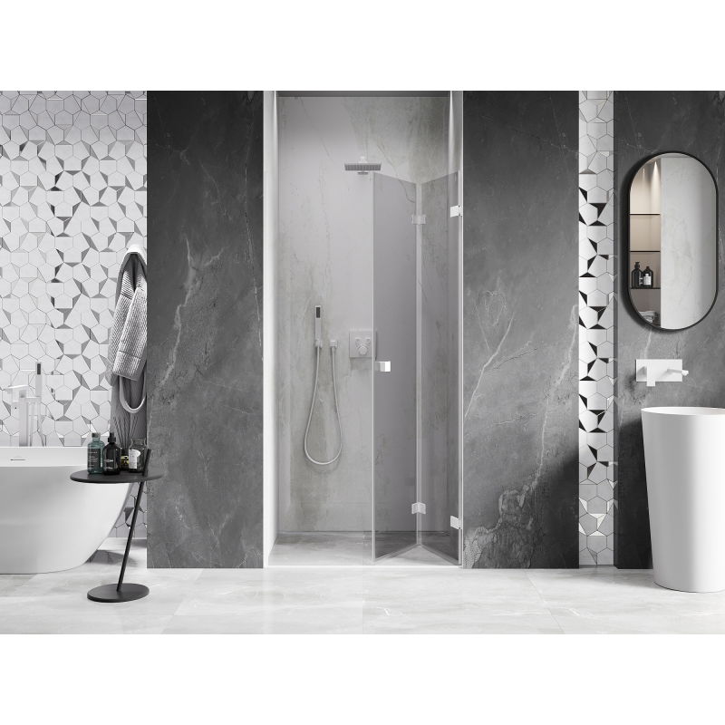 Mexen Lunar-F portes de douche pliantes droites 100 cm, transparentes, blanches - 836-100-000-20-00-P