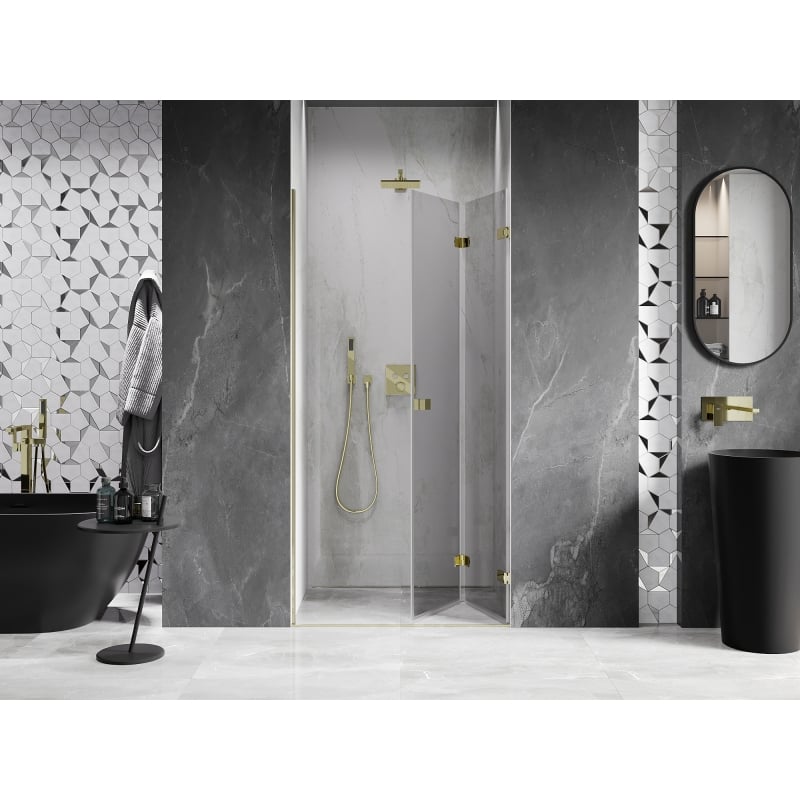 Mexen Lunar-F porte de douche pliante droite 80 cm, transparent, doré - 836-080-000-50-00-P