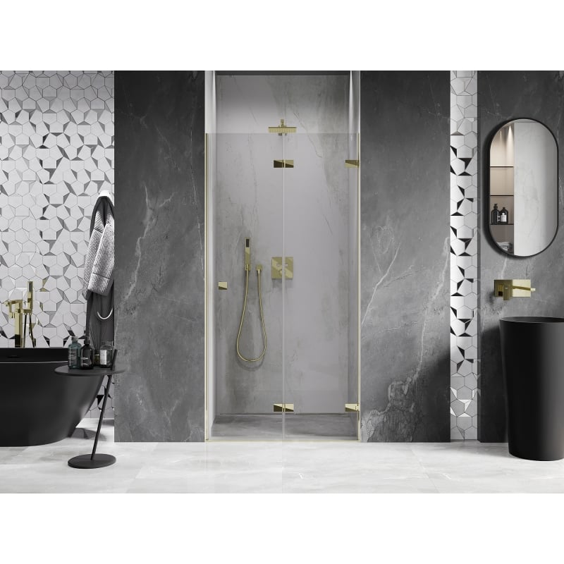 Mexen Lunar-F porte de douche pliante droite 80 cm, transparent, doré - 836-080-000-50-00-P